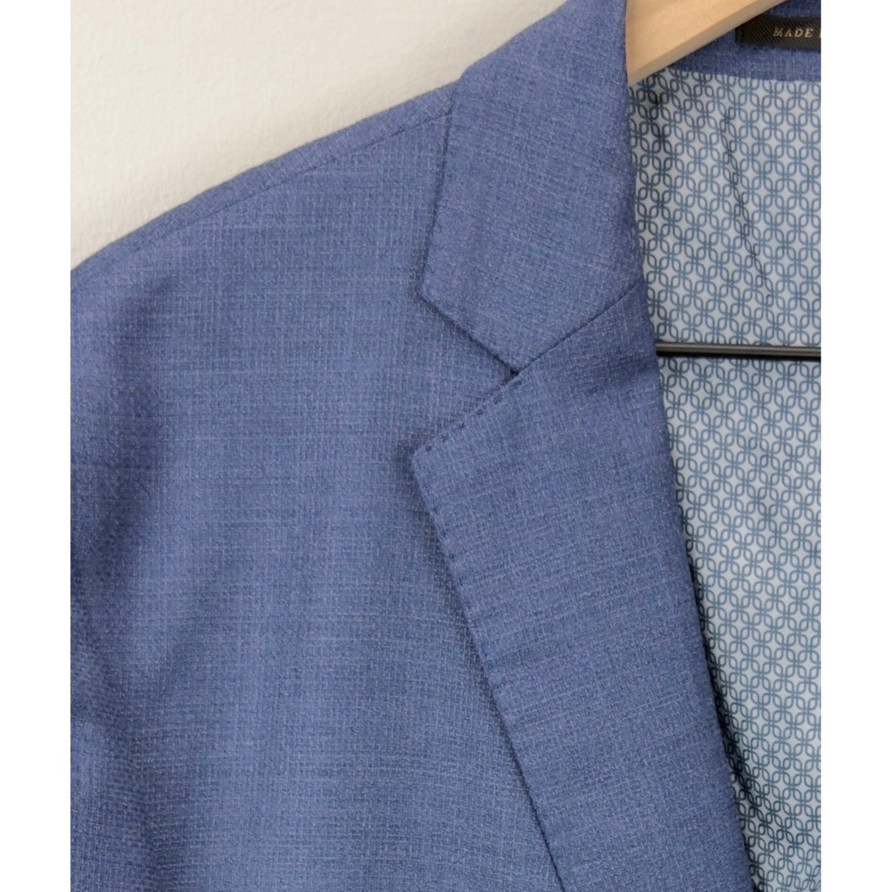 J. Hilburn Mens Size 48R Blue Wool Sport Coat Blazer Custom Tailored 2-Button - Picture 3 of 7